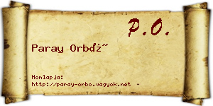 Paray Orbó névjegykártya